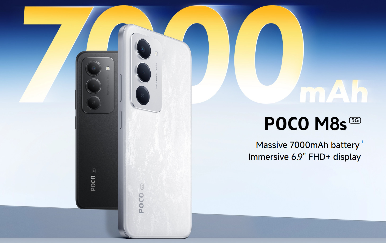 小米 POCO M8s 5G 发布：7000mAh 巨无霸电池搭配 144Hz 竞速大屏